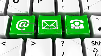Computer keyboard green contact