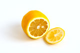 Cutted yellow lemon on a white