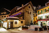 Illuminated Street of Megeve on Christmas Eve, French Alps, Fran