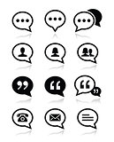 Speech bubble, blog, contact vector icons set