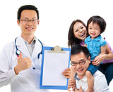  Chinese male medical doctor and young patient family