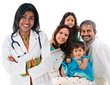 Indian female medical doctor and patient family.