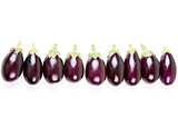Eggplant fruit on white background with copyspace