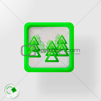 eco badge, green  forest, abstract background