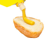 Mustard squeezed on bread
