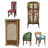 art nouveau colored furniture