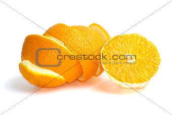 Half of an orange and some peel