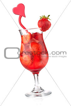 Strawberry cocktail with heart decor