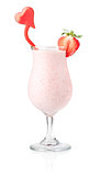 Strawberry milk cocktail with heart decor