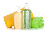 Cosmetic bottles with towels