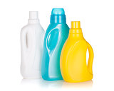 Three plastic bottles of cleaning product