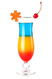 Layered tropical cocktail with decoration