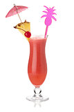 Red tropical cocktail with umbrella