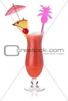 Red tropical cocktail with umbrella