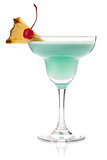 Blue tropical cocktail with cream