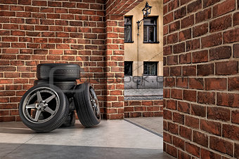 Tires on the garage
