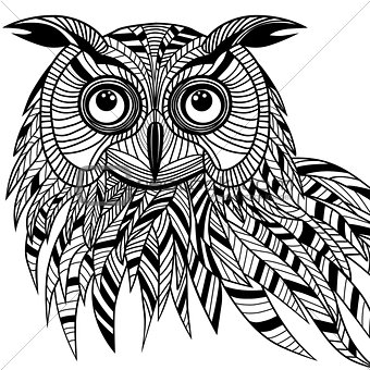 Owl bird head as halloween symbol for mascot or emblem design, s