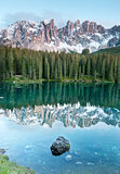 Karersee, lake in the Dolomites in South Tyrol, Italy.