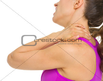 Closeup on woman with neck pain