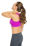 Fitness young woman with neck pain