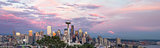 Seattle City Downtown Skyline at Sunset Panorama