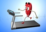Heart character on treadmill