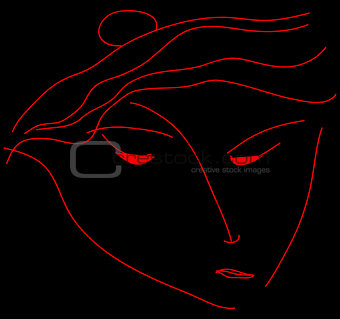  Abstract portrait of a woman on a black background