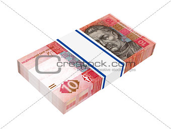 Ukrainian money isolated on white background.