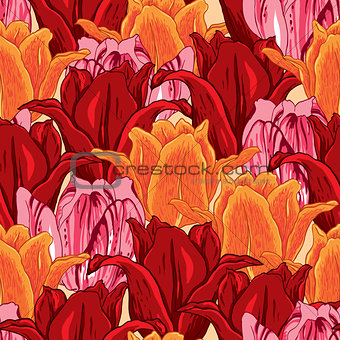 Seamless tulips pattern