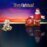 Abstract Christmas greeting with Santa Claus and bells