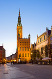 town hall of Gdansk at night