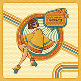 Card with girl in retro style