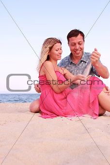 couple in love on the  sea