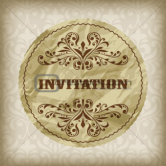 vector vintage invitation card on seamless  attern 