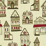 vector seamless pattern with houses