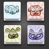 4 Vector  Shiny Icons with Funny Monsters