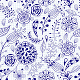 Vector Seamless Floral Summer Doodle Pattern