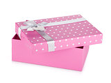 Pink gift box with ribbon and bow