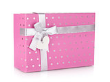 Pink gift box with ribbon and bow