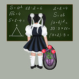 Little black-haired schoolgirl