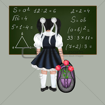 Little black-haired schoolgirl
