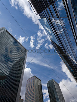 The sky surrounded by skyscrapers