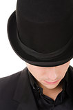 Retro stylish man in black hat and suit
