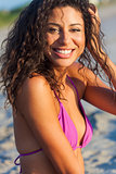 Beautiful Laughing Bikini Woman At Beach