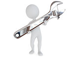 3d humanoid character hold a wrench tool