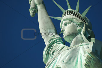 Statue of Liberty Close-Up Blue Sky Profile Horizontal