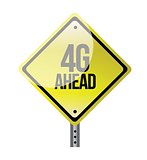 4g ahead yellow road sign