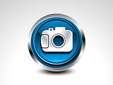 abstract blue glossy camera button