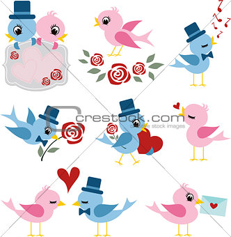 bird valentine set