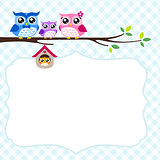 owl family spring illustration